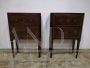 Pair of antique Louis XVI bedside tables, with landscape inlay on the top