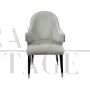 Design end chair in pink and white velvet