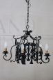 Antique style wrought iron chandelier with 5 lights                            