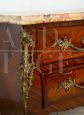 Antique Napoleon III French chest of drawers in precious wood with marble top