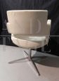 Vintage design desk chair in white leather, Italy 1990s