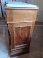 Antique sculpted sideboard with 2 doors and white marble top, early 19th century