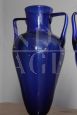 Pair of Art Nouveau amphora vases in cobalt blue Murano glass