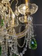 Florentine style chandelier with green crystal drops