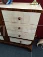 Vintage art deco chest of drawers in rosewood and ivory parchment