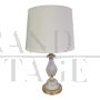 Table lamp in Murano glass and bronze with fabric lampshade