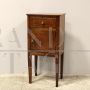 Antique Directoire bedside table cabinet in inlaid walnut, 19th century Italy