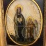 Antique painting on onyx from the 17th century with Santa Francesca Romana and angel