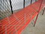 Industrial shelving unit in red lacquered fir and iron, Italy 1950s