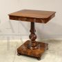 Antique Charles X coffee table in walnut with drawer, Italy 1800s