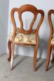 Set of 4 antique Louis Philippe chairs in walnut with carved backrest, Italy 1850s