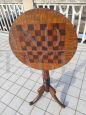 Antique round snap top table with inlaid chessboard, 19th century        