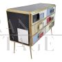 Dresser with 3 drawers in multicolored Murano glass