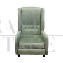 Pair of vintage style armchairs in sage green velvet