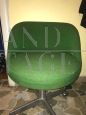 Set of 4 vintage office chairs in green fabric