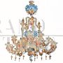 Multicolored Murano glass chandelier, Rezzonico style