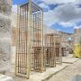 Large Marango bookcase by Alberto Smania in bamboo, brass and leather