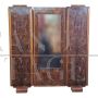 Art Deco wardrobe in walnut briar with mirrored door, Italy 1930s