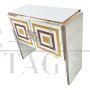 Design sideboard bar cabinet in colored glass and mirror