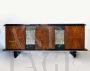 1930s Art Deco sideboard in rosewood and elm with silk-screened glass