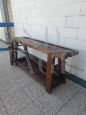 Antique carpenter's bench table from the early 19th century in oak with vice