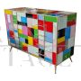 Dresser with 4 drawers in multicolored mosaic glass