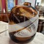 Vase by Carlo Moretti in brown Murano glass with white stripes, 1977