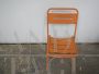 Set of 4 orange iron garden chairs, 1970s