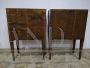 Pair of antique Louis XVI bedside tables, with landscape inlay on the top