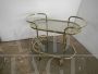 Vintage bar cart with bottle holder and glass tops, 1970s