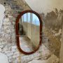 Vintage Ikea oval mirror from the 1970s in solid pine wood