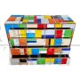 Design dresser covered with multicolored Murano glass squares