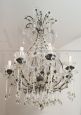 Antique Art Nouveau chandelier in tin and crystal, 20th century