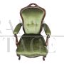 Antique armchair from the Louis Philippe era in green Genoa velvet