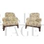 Antique living room set with sofa and armchairs in damask fabric