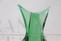 Vase with sinuous shapes in green submerged Murano glass, Italy 1960s