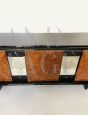 1930s Art Deco sideboard in rosewood and elm with silk-screened glass