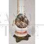 Antique electrified lamp in bronze and hand-painted Murano glass