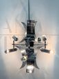 Chandelier attr. Reggiani in chromed metal with spotlights, 1970s         