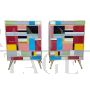 Pair of multicolored Murano glass bedside tables