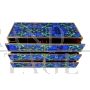 Design dresser in blue glass with lapis lazuli effect with six drawers