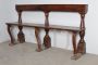 Antique 18th century bench in walnut with turned columns