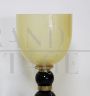 Vintage table lamp in brass and black and amber glass, 1970s