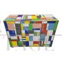 Multicolored glass chest of drawers with 4 drawers