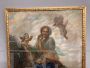 Large Art Nouveau liberty painting with peasant girl and cherubs, 1930s