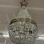 Large antique hot air balloon chandelier from the late 19th century with crystal drops