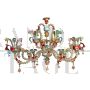 Rezzonico style chandelier in Murano glass in the colors of the Venice Carnival