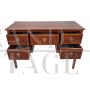 Antique Louis XVI style desk with drawers and inlaid threads