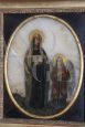 Antique painting on onyx from the 17th century with Santa Francesca Romana and angel                            