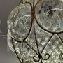 1930s Art Nouveau lantern chandelier in yellow glass and wrought iron